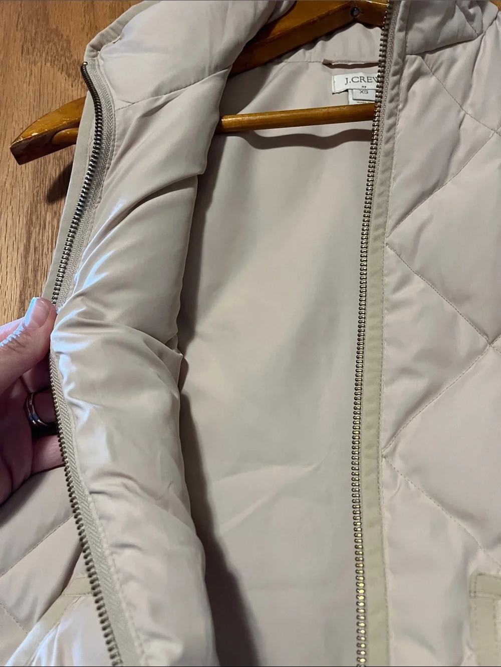 J. Crew Quilted Stand-Collar Puffer Vest in Light Beige